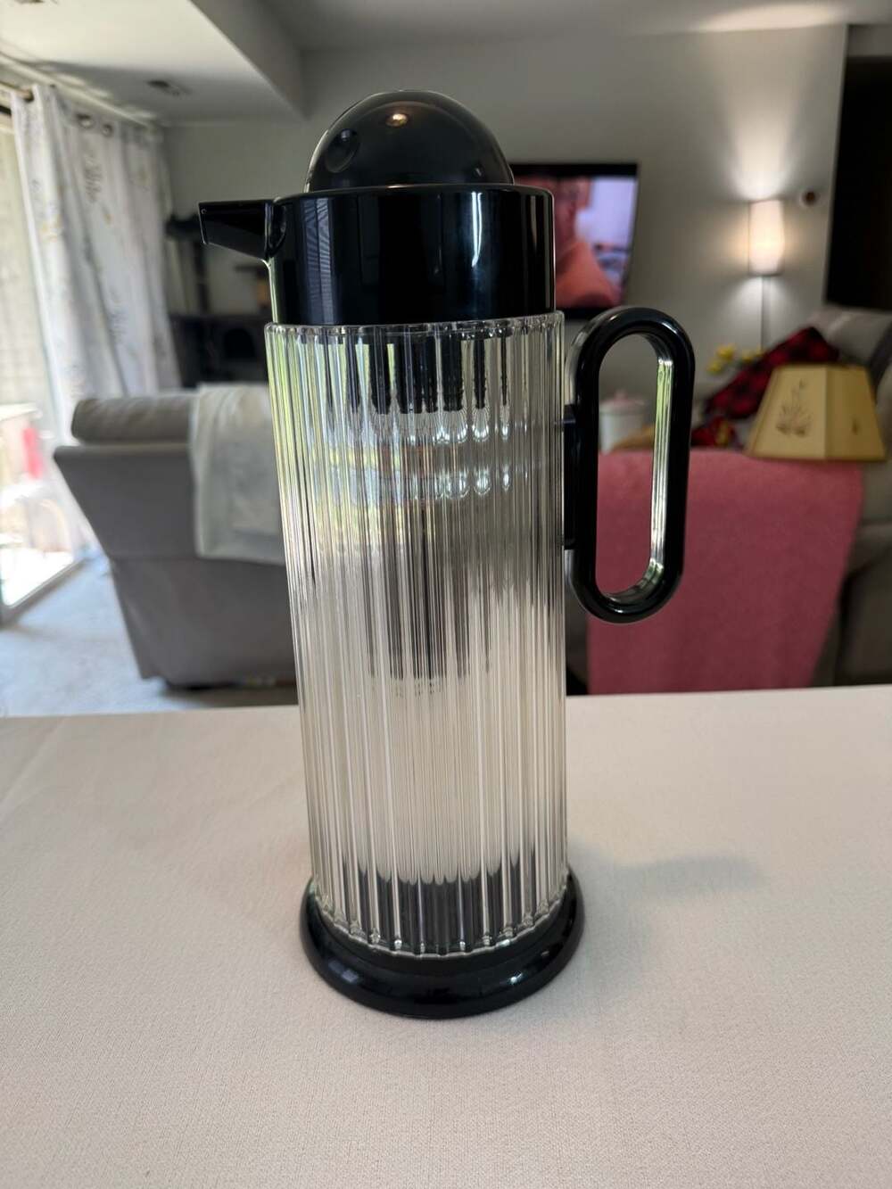 Thermos Caraffe MCM Tall Ribbed Clear Unusual Gift Props coffee tea Japan KB